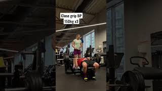 150kg x3 #benchpress #closegrip   #fitness #gym #short #shorts #shortvideo #training #gymshark