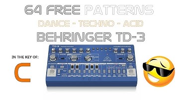 Behringer TD-3 64 FREE Premium Patterns - Acid Techno Dance - In The Key Of C - Roland TB-303 TB-03