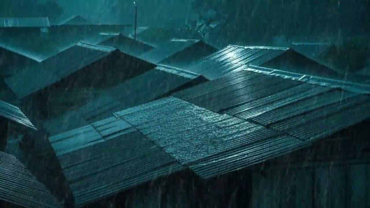 No Ads Rain Sounds for Sleeping - ASMR Heavy Night Rain On Tin Roof for Deep Calm Sleep