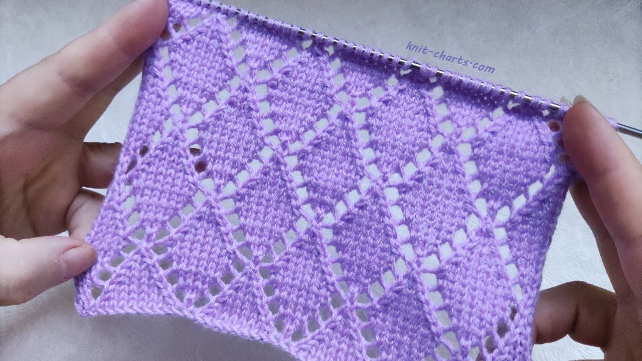 Lace Diamond Stitch Pattern | Ajour-Rautenmuster stricken | Punto Rombi ai ferri| Punto Rombo calado