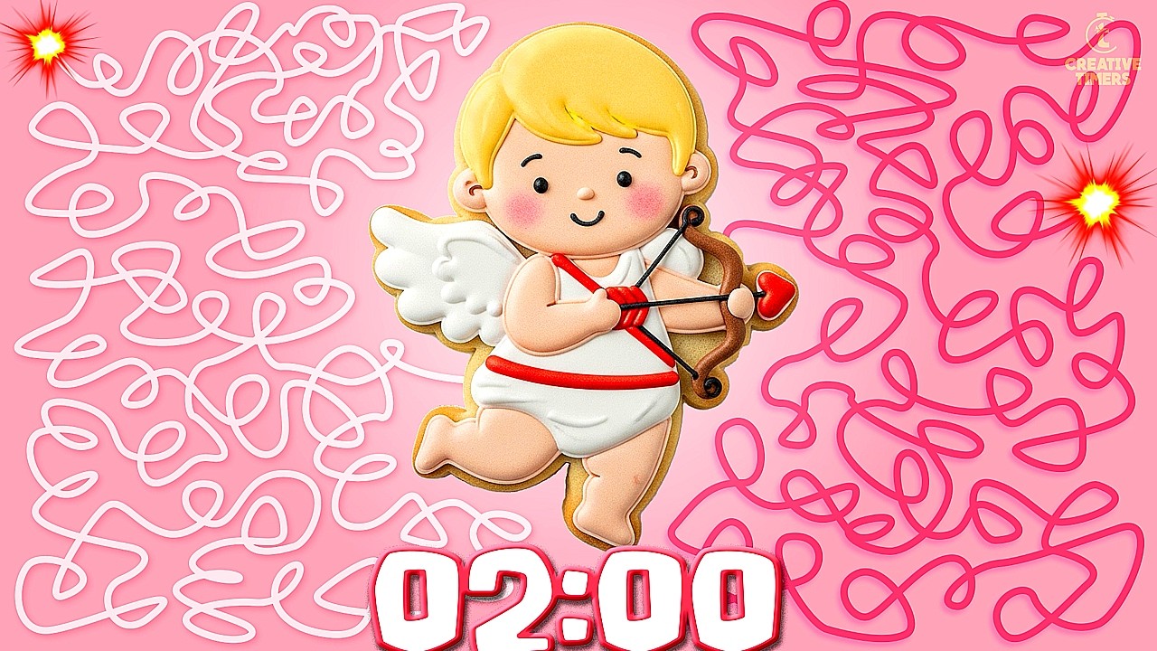 2-МИНУТНЫЙ Таймер - КУПИДОН (ПЕЧЕНЬЕ-БОМБА) ​👼🏼​💘​Обратный отсчет ко Дню Святого Валентина с музыкой