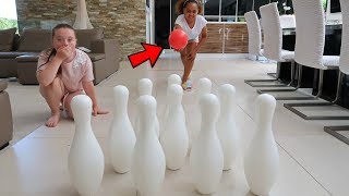 bowling toys challenge in my house toys andme