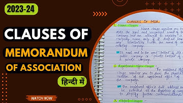 Clauses of memorandum of association in hindi | What is MOA? | Business Organisation