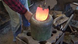 Forged fire place shovel - cutting sheet metal with a cold chisel