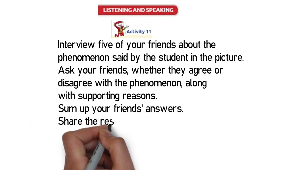 Activity 11 Interview five of your friends about the phenomenon said by the student in the picture.