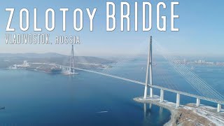 ZOLOTOY BRIDGE, VLADIVOSTOK, RUSSIA (4K Landscape Video Series) Aerial and Drone 4K Footage