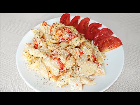 Макароны с сыром Сиртаки и томатами в духовке. Бюджетный и быстрый вариант