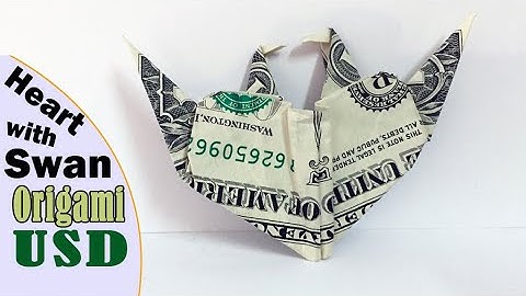 gấp hai con hạc trái tim bằng tiền / origami Heart swan money dollar
