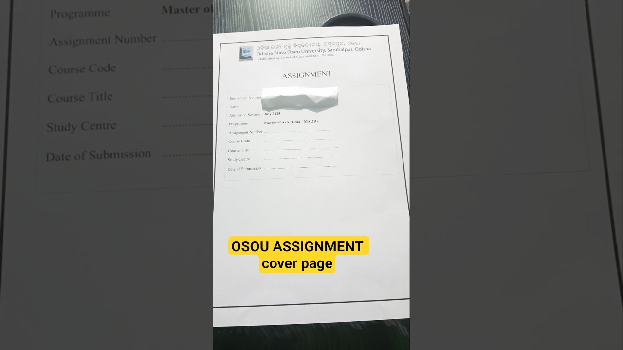 OSOU ASSIGNMENT cover page 