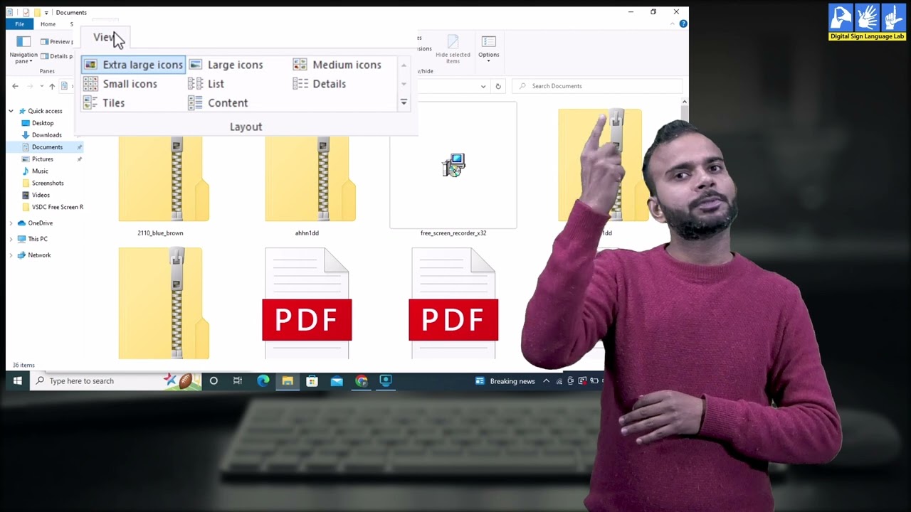 Changing view of files and folders | Indian Sign Language | ISL
