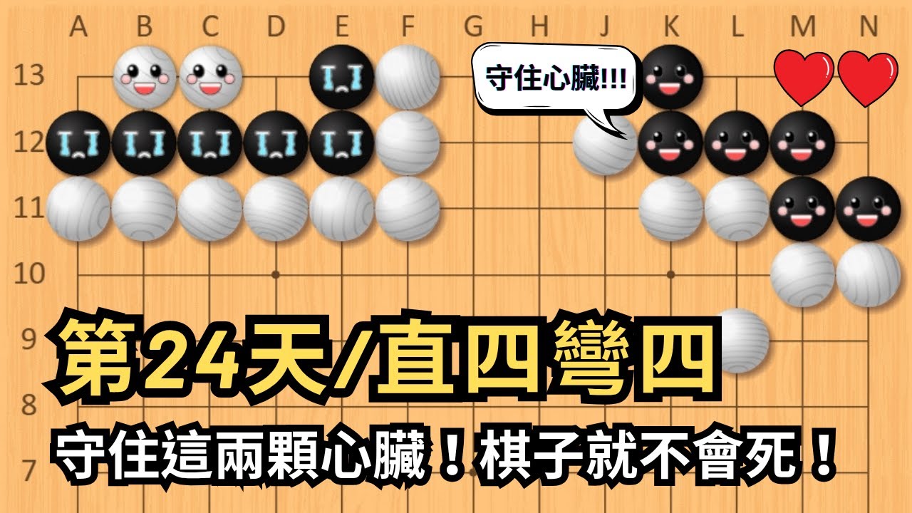 【直四彎四】守住這兩顆心臟！棋子就不會死！【玩石圍棋教室】
