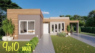 Casa de 9x10 metros | Plano de casa en forma de L