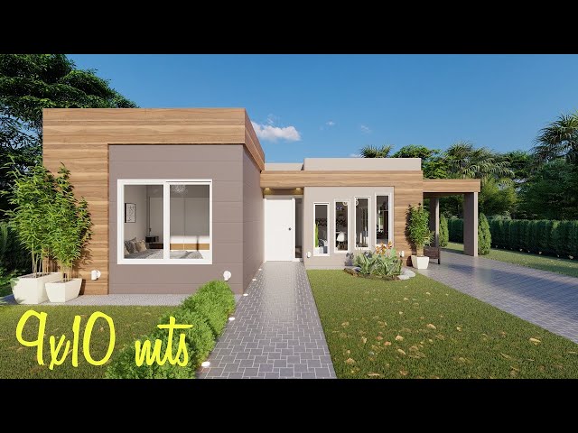 Casa de 9x10 metros  Plano de casa en forma de L 