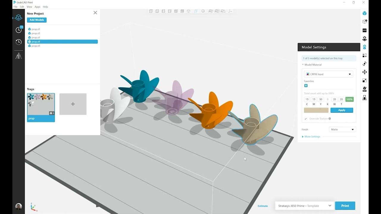 Stratasys Academy GrabCAD Print Assigning Materials and Colors YouTube