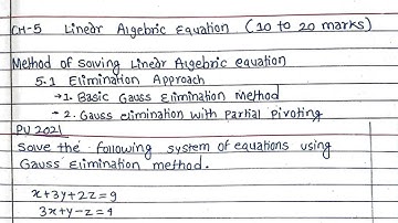 Unit:5 | Gauss Elimination Method | Numerical Method | BE Civil | 5th Sem | Prashant YT | TU,PU,KU |