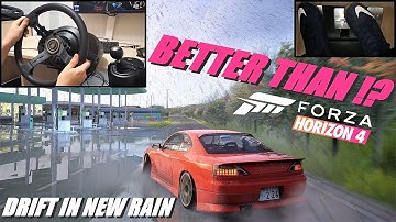 Realistic RAIN Mod Street Drifting in Assetto Corsa on Steering Wheel - Better than Forza Horizon ?!