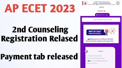 Ap Ecet 2023 | Registration tab released for 2nd Counseling