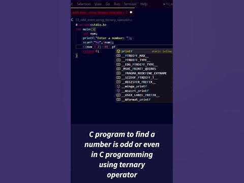 How to find a number is odd or even using ternary operator in C ...