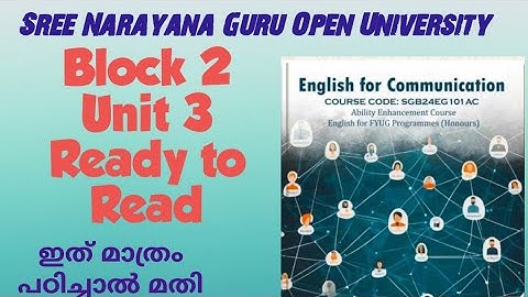 SNGOU-FIRST Semester -English for Communication Block 2 Unit-3-Ready to Read