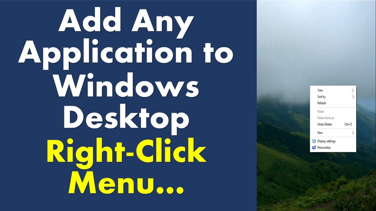 How to add any Application to Windows Desktop Right-Click Menu | Windows Context Menu |