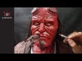 Hellboy Sculpture Timelapse - hand sculpted, lifesize bust