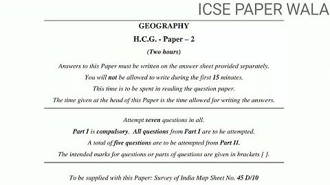 ICSE 2020 GEOGRAPHY SPECIMEN PAPER