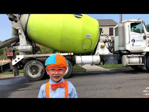 William -Blippi's Fan-Visits Construction Site/Cement Truck Working/Pouring Concrete-Mixer