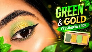 Simple and easy green gold shimmer eye makeup||eye makeup for haldi |eye makeup for mehandi 