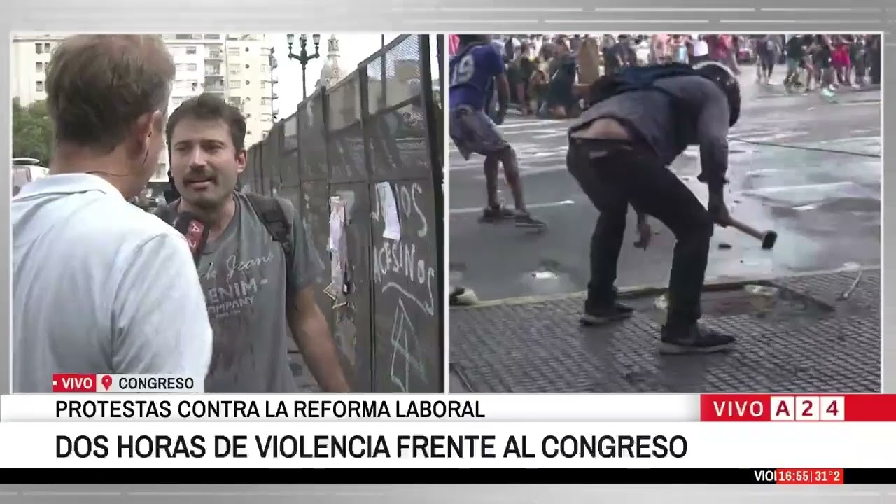 🔴 BATALLA CAMPAL FRENTE AL CONGRESO POR LA REFORMA LABORAL