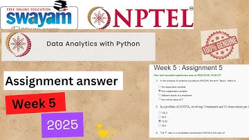 NPTEL Data Analytics with Python Week 5 Assignment 5 Answers Solution Quiz |2025 Jan| #swayamcourses