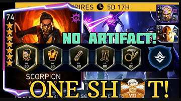 SCORPION Without ARTIFACT Does ONE SHOT!🔥 (NO Raven NO Gemstone) H7 ROK Solo Raid Injustice 2 Mobile