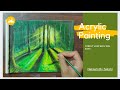 Acrylic Landscape Painting of Sun Rays in the Forest | For beginner | Time-Lapse | Nakashi By Sakshi