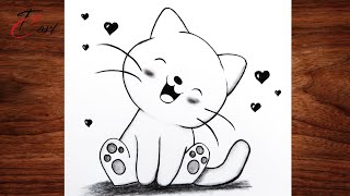 How to Draw a Cute Happy Cat 🐱| Easy Pencil Shading Drawing for Beginners | Cute Cat Sketch Tutorial screenshot 1
