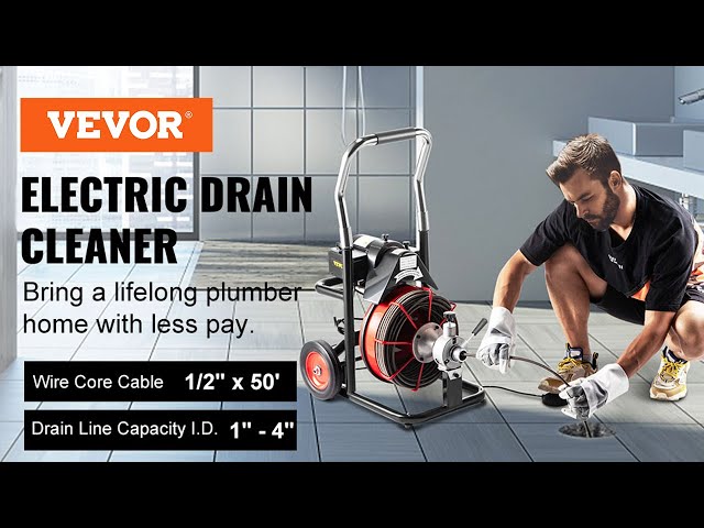 VEVOR Drain Cleaner Machine, 66Ft x2/3Inch Electric Drain Auger