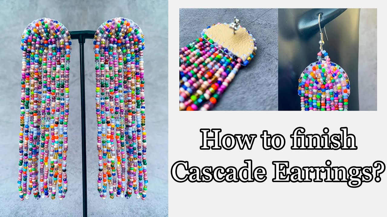 How to fihish Bead Cascade Earrings with fringe | Easy to make embroidery earrings tutorial