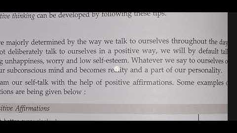 Class IX Unit 2(Self Management) Session 3(Self confidence and positive Thinking