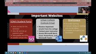 Important Urban College Websites: SONIS, Outlook, and Brightspace