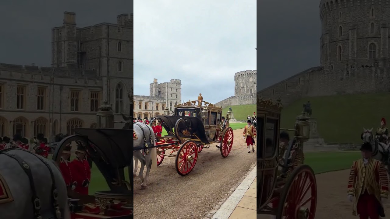 President Trump and FLOTUS arrive at Windsor Castle with King Charles and Queen Camilla 🇺🇸🇬🇧