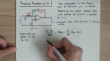 Practice Problem 6.13 Fundamental of Electric Circuits (Sadiku) 5th Ed - Integrator: RC + Op-amp
