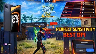 Poco c3 free fire new sensitivity for headshot 🎯 || free fire best dpi setting for headshot poco c3⚡