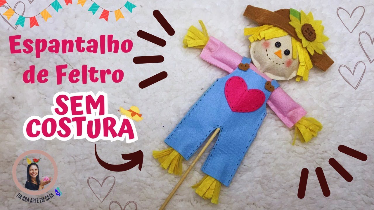 Espantalho de Feltro Sem Costura: DIY Simples e Rápido