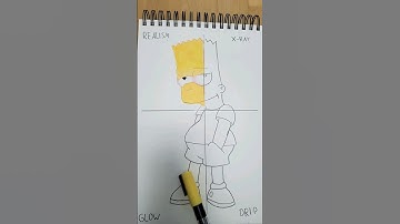 Draw Bart Simpson but in 4 different styles #drawing #posca #markers #painting #pencil #simpsons