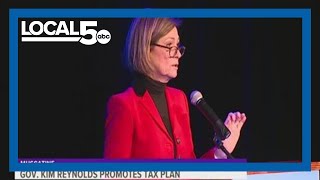Gov. Kim Reynolds promotes tax plan in eastern Iowa