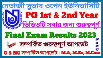NSOU PG Final Exam Result 2023 || PG Results Update Today  || Netaji Subhas Open University Result