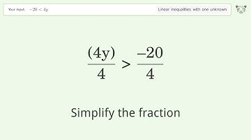 Solving Linear Inequalities: -20 is Smaller Than 4y
