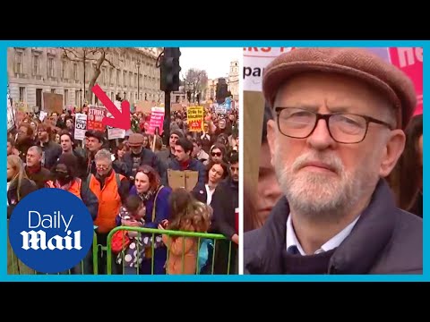 Live: jeremy corbyn seen at uk strike as 500,000 protesters on 'walkout wednesday'