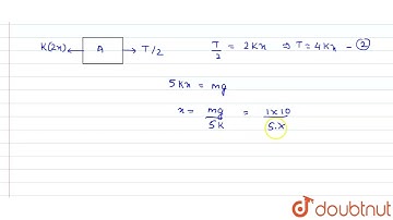 The system is released from rest with both the springs in unstretched positions. Mass of each bl...
