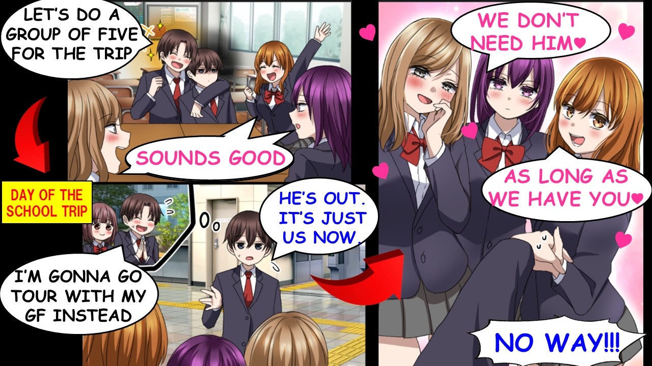 [Manga Dub] В нашей школьной поездке я застрял с девушками, и все они тайно за мной ухаживали　[Ro...