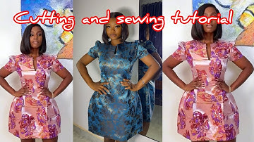 How To Make a Stylish Short Dress With an Exaggerated Hip and Puff Sleeves/ Detailed