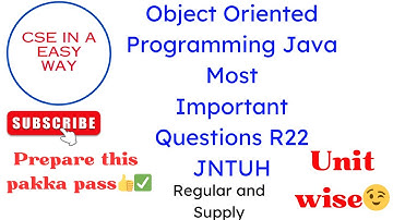 Important Questions for Java jntuh r22||How to pass java||Object oriented programming through java||